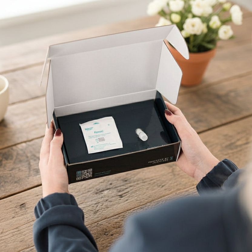woman opening Oral Balance Test Box