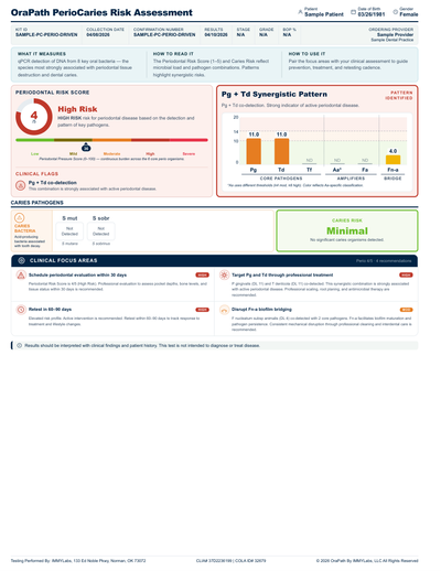 PerioCaries Risk (Upgradeable to Balance Test) sample report